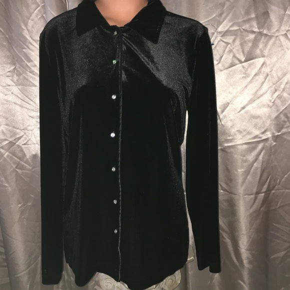 Velvety rhinestone Secretary Business Blouse Top S - Picture 3 of 5